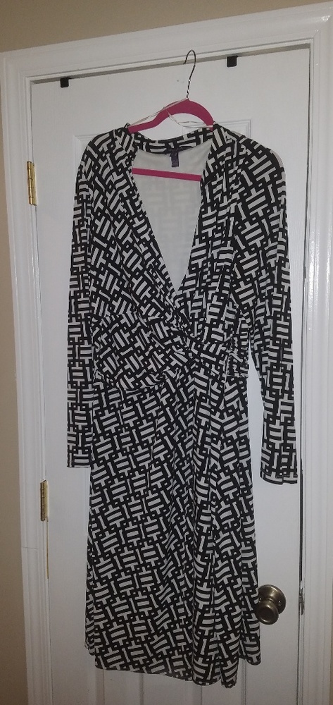 Long Tall Sally Black and White Wrap Front Dress